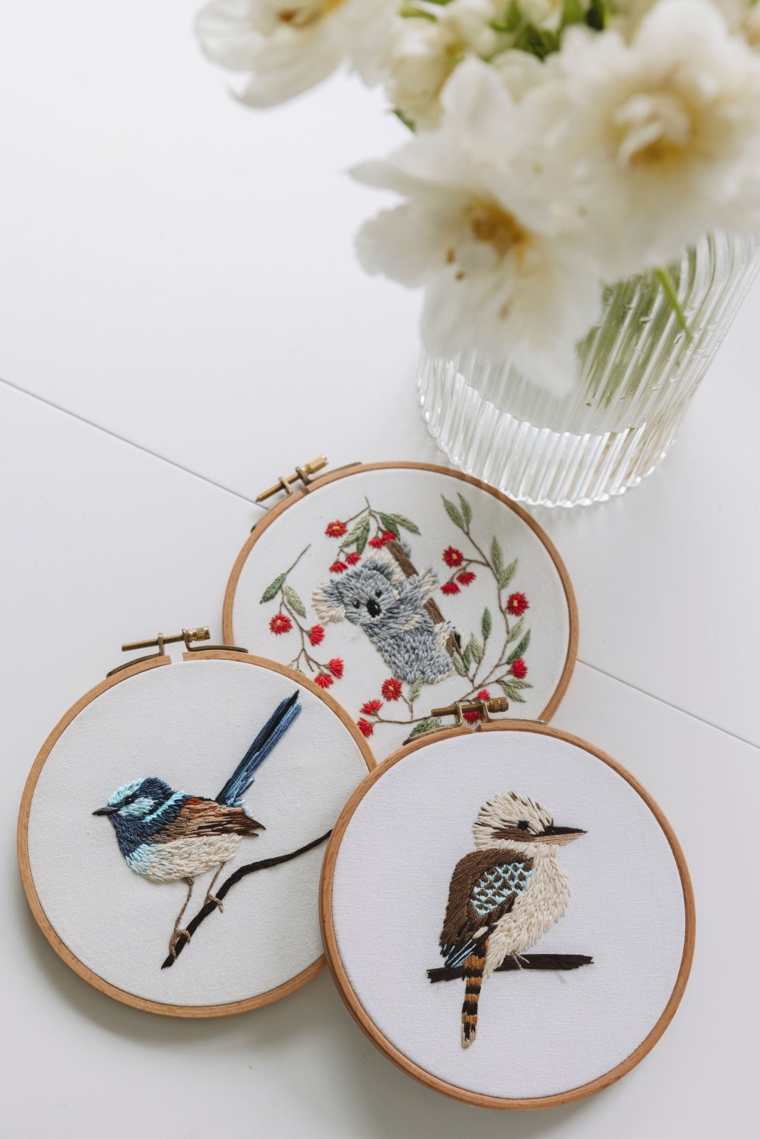 Kookaburra and Blue Wren Embroidery Kits - Stitched Up Kits