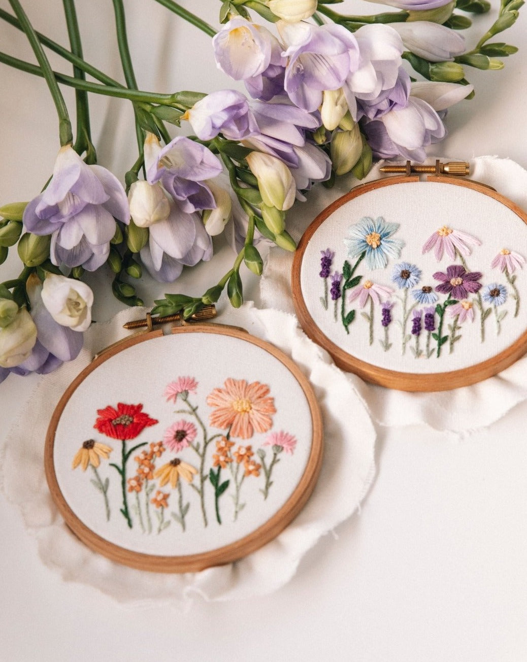 Mini Purple Wildflowers Embroidery Kit - Stitched Up Kits