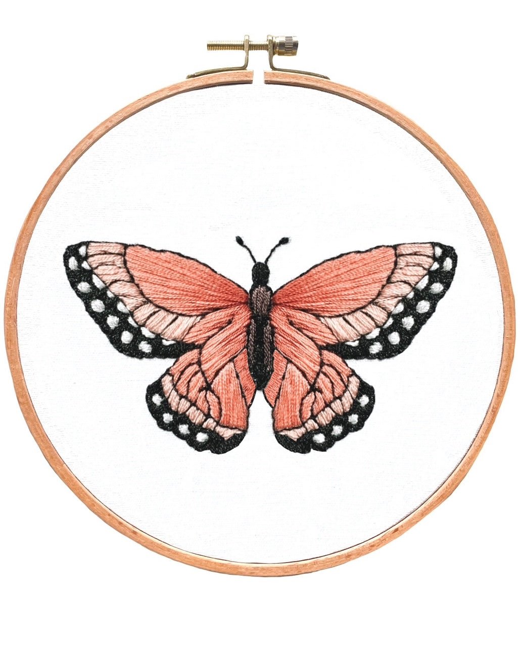 Pink Butterfly Embroidery Kit - Stitched Up Kits