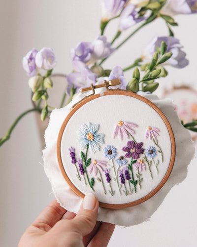 Pink & Purple Mini Wildflowers - Stitched Up Kits