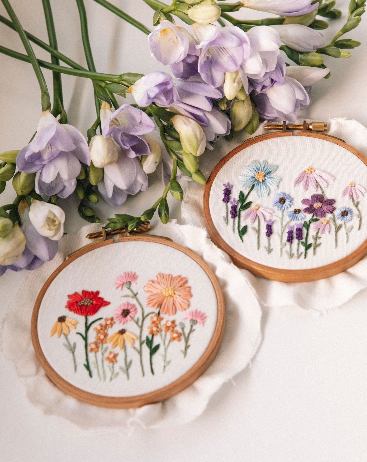 Pink & Purple Mini Wildflowers - Stitched Up Kits