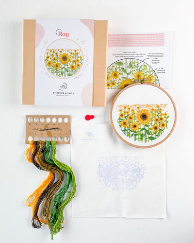 Ray Sunflower Embroidery Kit - Stitched Up Kits